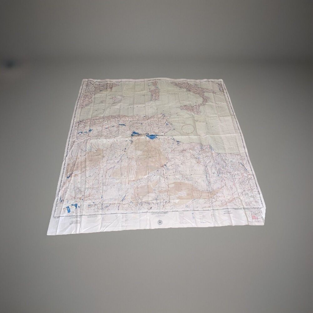 US Air Force Aeronautical Chart Service Cloth Map 1950 CL300 E & W Mediterranean